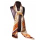 100% Silk Scarf, Extra-Large, Regal Horse and Carriage, Orange