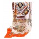 100% Silk Scarf, Extra-Large, Royal Drums, Orange