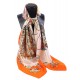 100% Silk Scarf, Extra-Large, Royal Drums, Orange