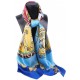 100% Silk Scarf, Extra-Large, Royal Drums, Blue