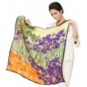 100% Silk Scarf, Large, Vincent van Gogh, Irises in the Garden