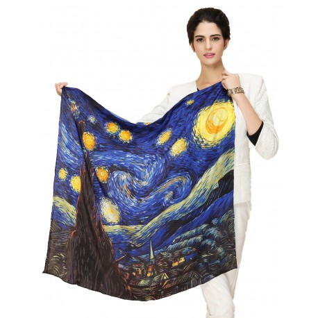 100% Silk Scarf, Large, Vincent van Gogh, The Starry Night