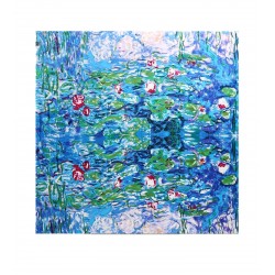 100% Silk Scarf With Hand Rolled Edges, Large, Claude Monet, Sleeping Water Lilies