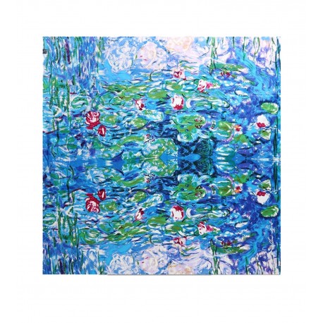 100% Silk Scarf With Hand Rolled Edges, Large, Claude Monet, Sleeping Water Lilies