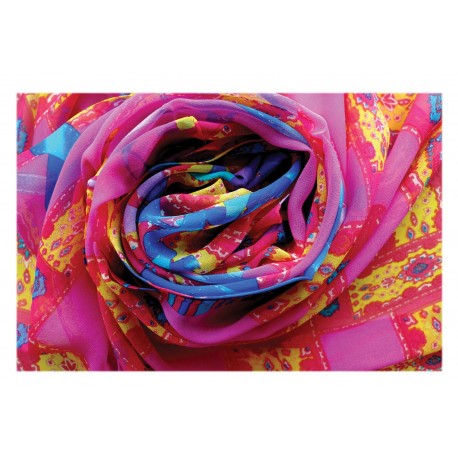 100% Silk Scarf, Oblong, Georgette, Dance In The Wind, Rose