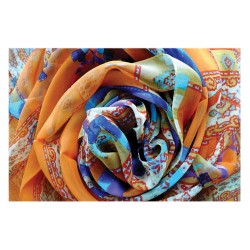 100% Silk Scarf, Oblong, Georgette, Dance In The Wind, Orange