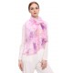 100% Silk Scarf, Oblong, Georgette, Floral Waterfall, Pink/Purple