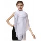 100% Silk Scarf, Oblong, Chiffon, Solid Color, White