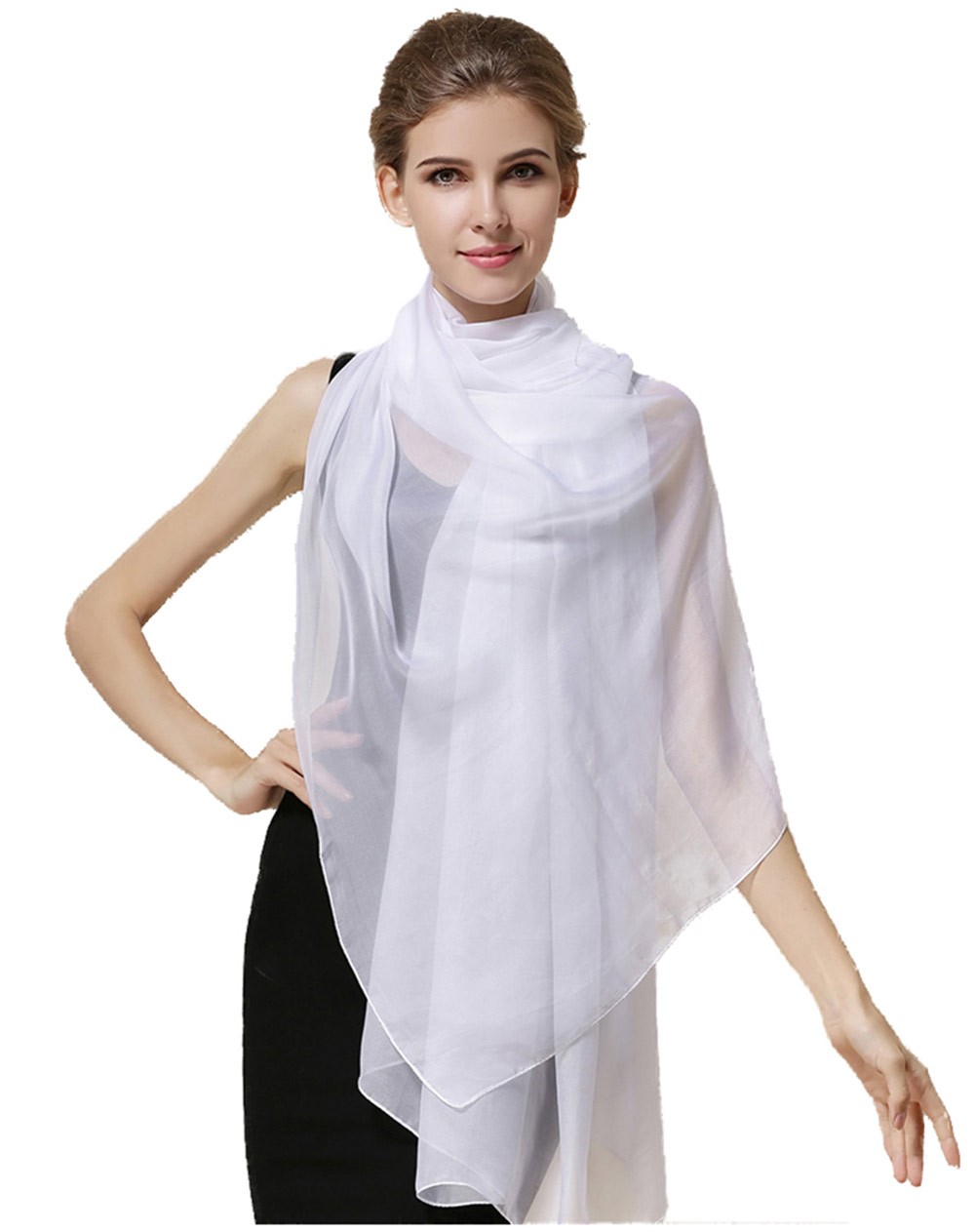  DORRISO Silk Scarf Women 2020 New Ladies 100% Mulberry Silk  Scarves Long Scarf Ladies Wrap Shawl Lightweight Silk Scarf Beige White :  Everything Else