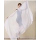 100% Silk Scarf, Oblong, Chiffon, Solid Color, White