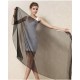 100% Silk Scarf, Oblong, Chiffon, Solid Color, Black