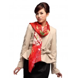 100% Ultrafine Wool Scarf, Oblong by Color Focus, Red
