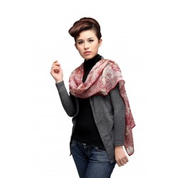 100% Ultrafine Wool Scarf, Oblong by Familiar Melody, Red