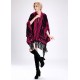 Blended Cashmere Shawl with Hood, Sleeves & Fringe Trim, Red & Black