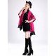 Blended Cashmere Shawl with Fringe Trim, Pink & Black