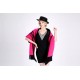 Blended Cashmere Shawl with Fringe Trim, Pink & Black