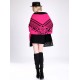 Blended Cashmere Shawl with Fringe Trim, Pink & Black