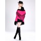 Blended Cashmere Shawl with Fringe Trim, Pink & Black