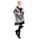 Blended Cashmere Shawl with Fringe Trim, Gray & Black