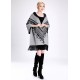 Blended Cashmere Shawl with Fringe Trim, Gray & Black