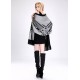 Blended Cashmere Shawl with Fringe Trim, Gray & Black