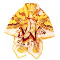 100% Silk Scarf, Extra-Large, Floral Ribbon Kaleidoscope, Orange