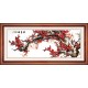 Grace Art, Extra Large, Oblong Asian Silk Embroidery Art Wall Hanging, Wide Format, Plum Blossom