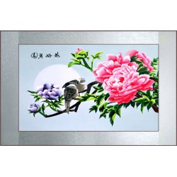 Grace Art, Large Asian Silk Embroidery Art Wall Hanging, Peony