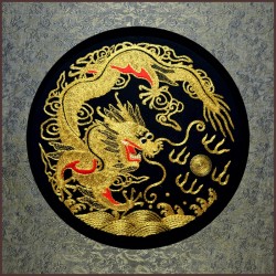 Grace Art, Large Asian Silk Embroidery Art Wall Hanging, Dragon