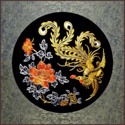 Grace Art, Large Asian Silk Embroidery Art Wall Hanging, Phoenix