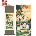 Grace Art Asian Wall Scroll, Happy Sunning Cranes