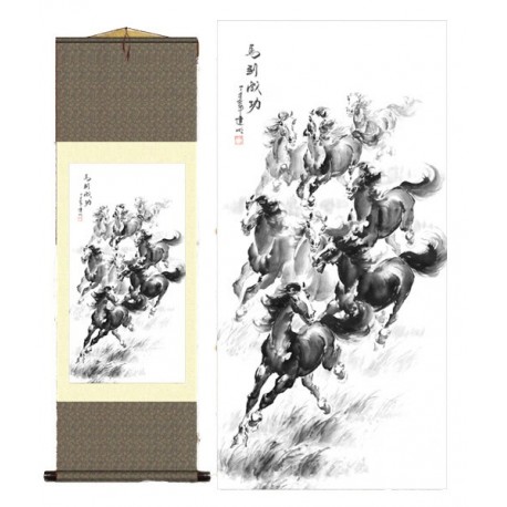Grace Art Asian Wall Scroll, Majestic Horses