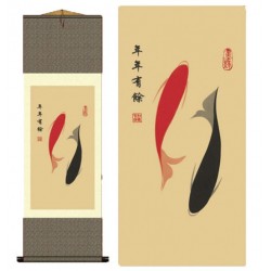 Grace Art Asian Wall Scroll, Aquatic Yin And Yang