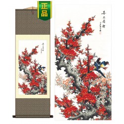 Grace Art Asian Wall Scroll, The Happy Magpie Couple