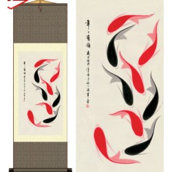 Grace Art Asian Wall Scroll, Fish