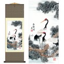 Grace Art Asian Wall Scroll, Cranes Resting in a Pine Tree