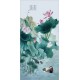 Grace Art Asian Wall Scroll, Mandarin Duck Couple With Water Lilies