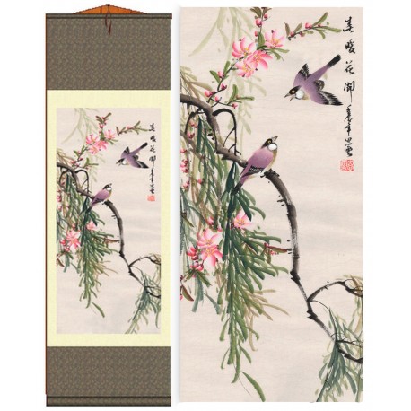 Grace Art Asian Wall Scroll, Birds