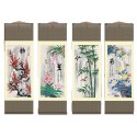 Grace Art Asian Wall Scroll, Set of 4, Plum Blossom, Orchid, Bamboo, and Chrysanthemum