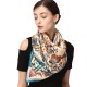 100% Silk Scarf, Extra-Large, Beanstalk, Creme with Teal Trim