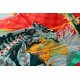 100% Silk Scarf, Extra-Large, Tropical Treasures, Green and Red