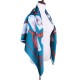 100% Silk Scarf, Extra-Large, Tags And Tassles, Blue-Green