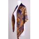 100% Silk Scarf, Extra-Large, Fabulous Ferns, Orange / Dark Blue