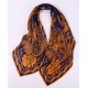 100% Silk Scarf, Extra-Large, Fabulous Ferns, Orange / Dark Blue