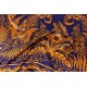 100% Silk Scarf, Extra-Large, Fabulous Ferns, Orange / Dark Blue