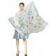 100% Silk Scarf, Extra-Large, Tags And Tassles, Light Blue