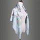 100% Silk Scarf, Extra-Large, Tags And Tassles, Light Blue