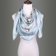 100% Silk Scarf, Extra-Large, Tags And Tassles, Light Blue