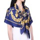 100% Silk Scarf, Extra-Large, Royal PIne Cone, Dark Blue