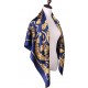 100% Silk Scarf, Extra-Large, Royal PIne Cone, Dark Blue